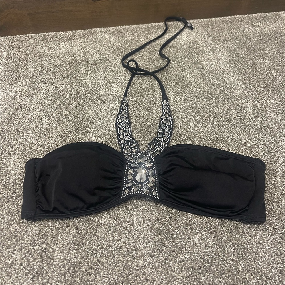 Halter top rhinestone bandeau bikini top!